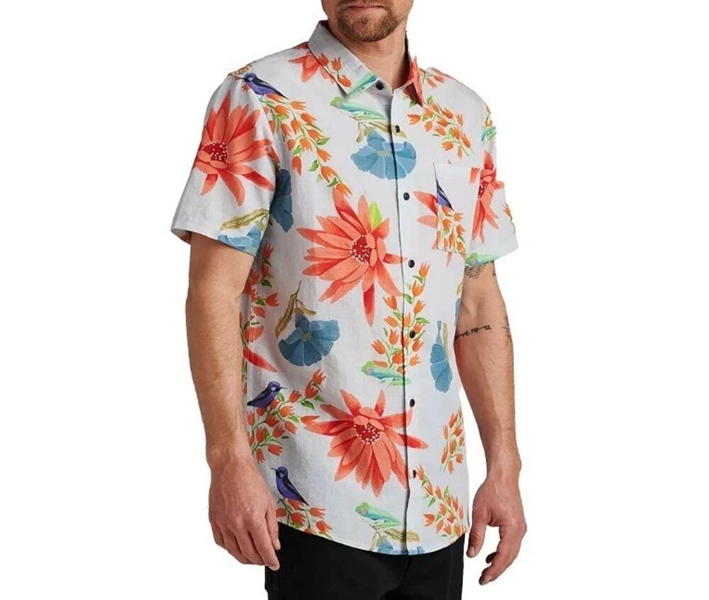 Roark Shirt Mens M Revival Sierra Madre Journey Hawaiian Cotton Linen A009371